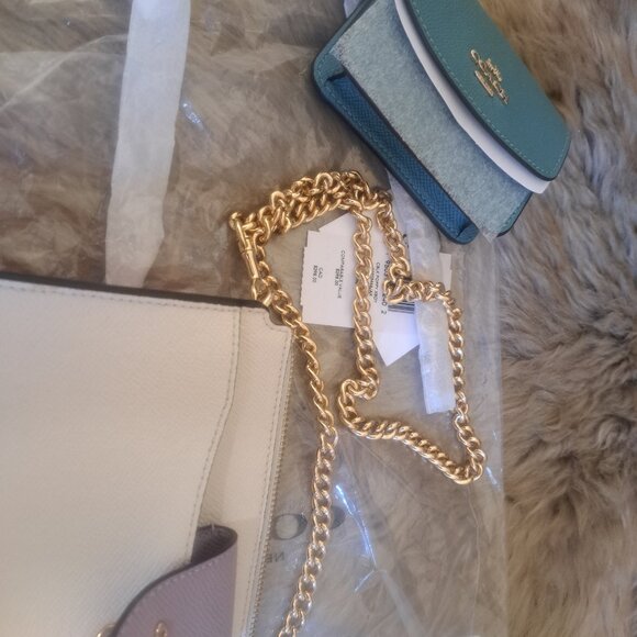 NWT COACH Poppy Crossbody With Card Case In Colorblock C3608 GOLD/CHALK MULTI - Picture 7 of 8